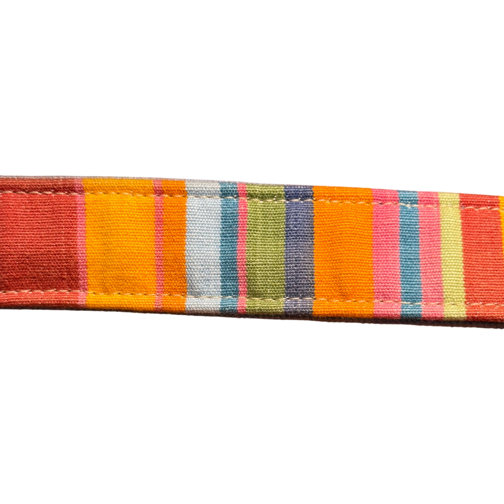 Leather Man Ltd Men's Sz 36 Multi Color Stripe Leather Belt Preppy - Picture 3 of 10